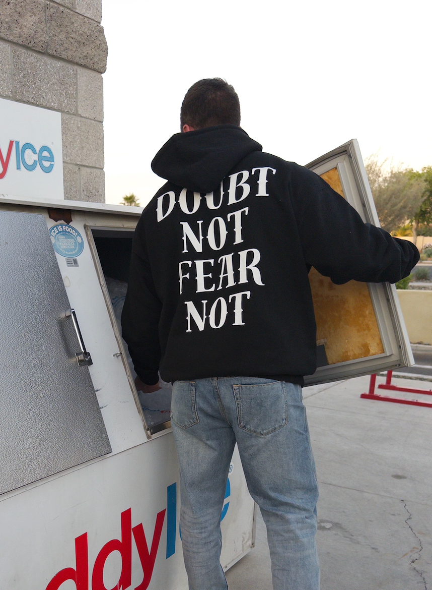Doubt Not Fear Not Hoodie in Black
